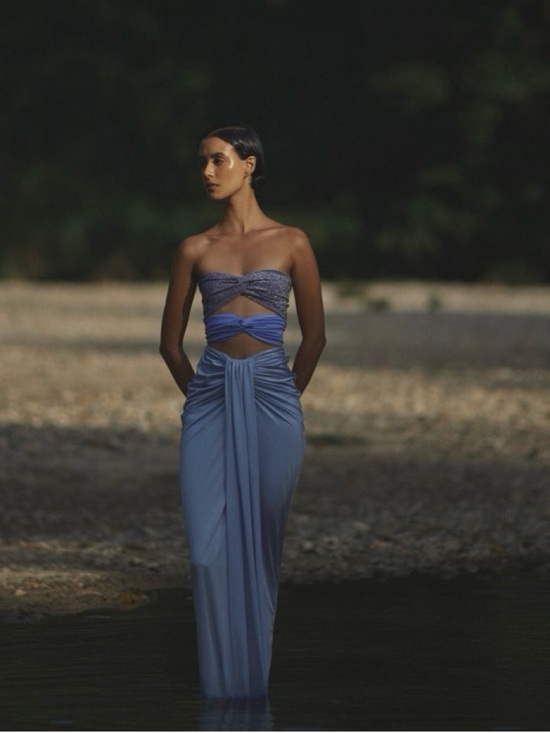 Baobab Collection Dresses & Skirts - Baobab Collection Strapless Cutout Maxi Dress in Light Blue